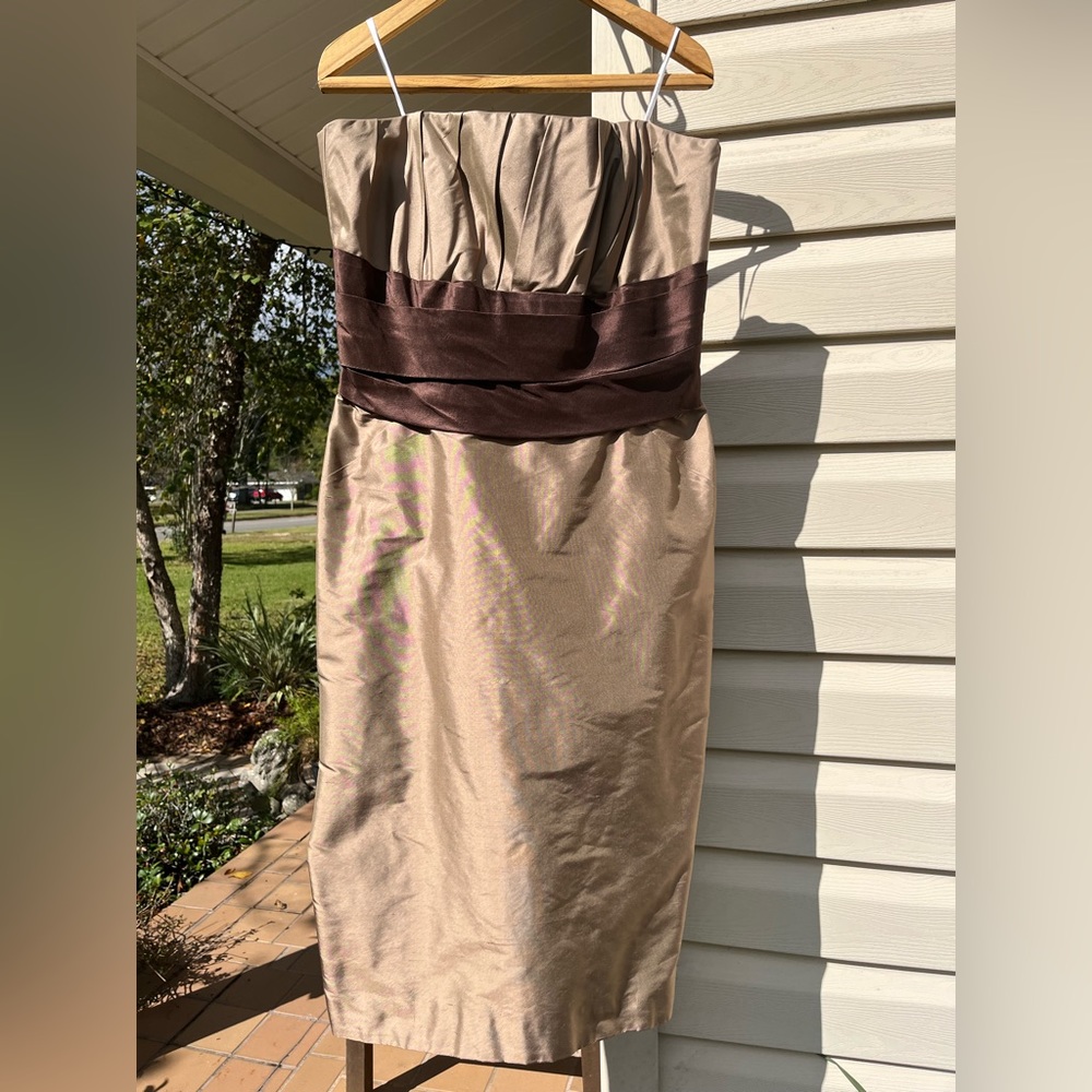 100% silk strapless cocktail dress by Siri